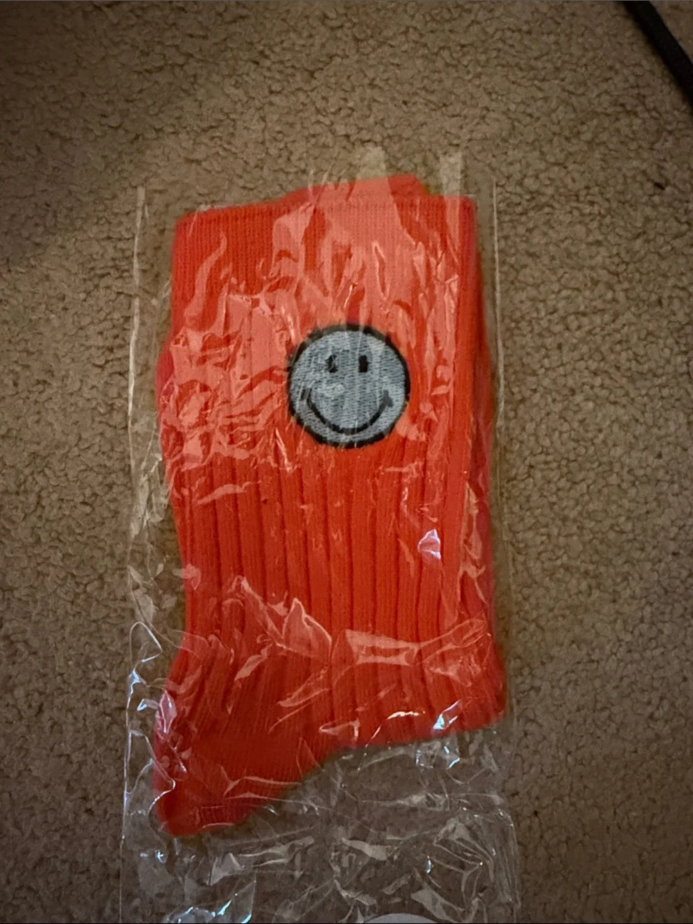 NWT Orange Smiley Crew Socks - OS